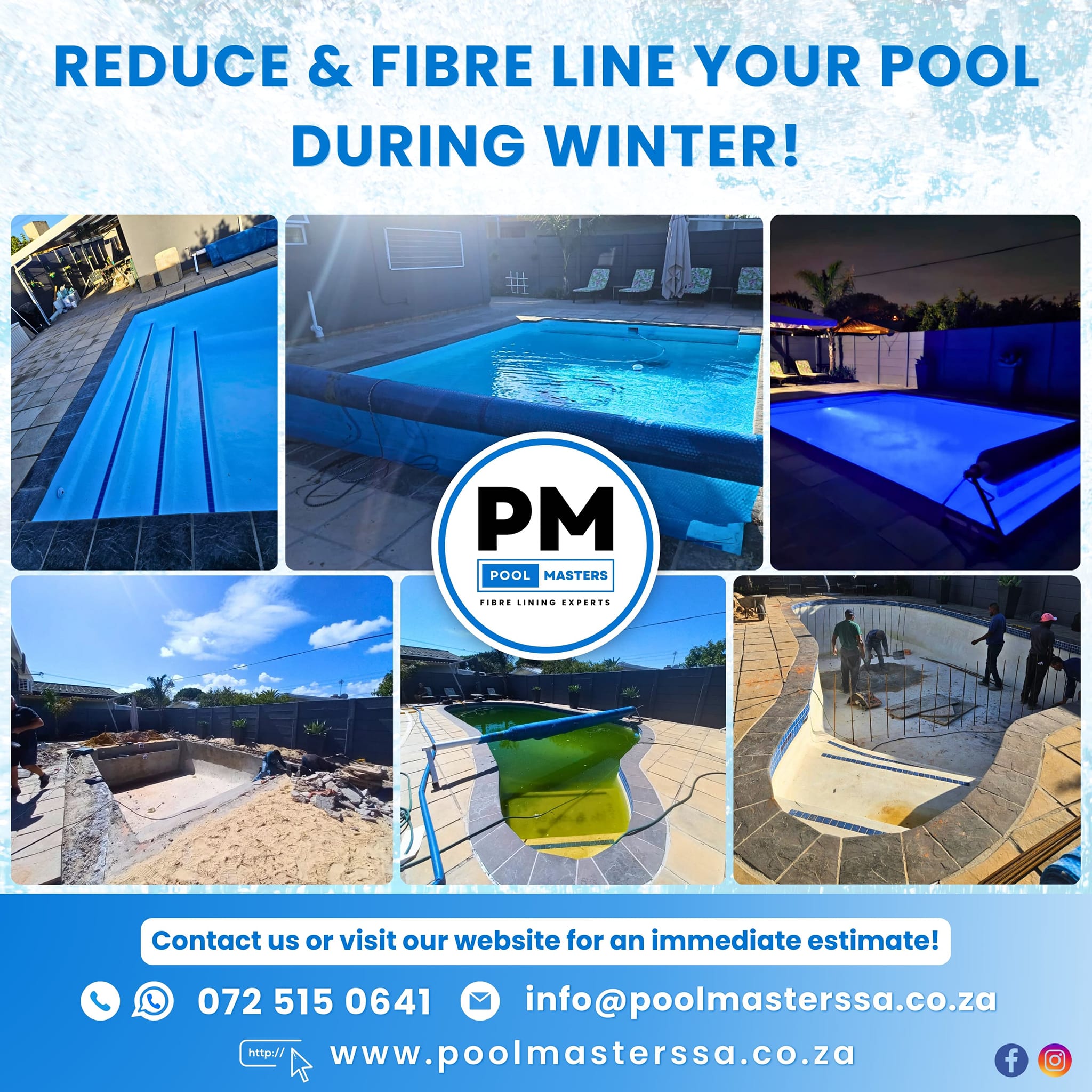 Swimming pool reduction and fibre lining services winte  in Cape Town, Western Cape